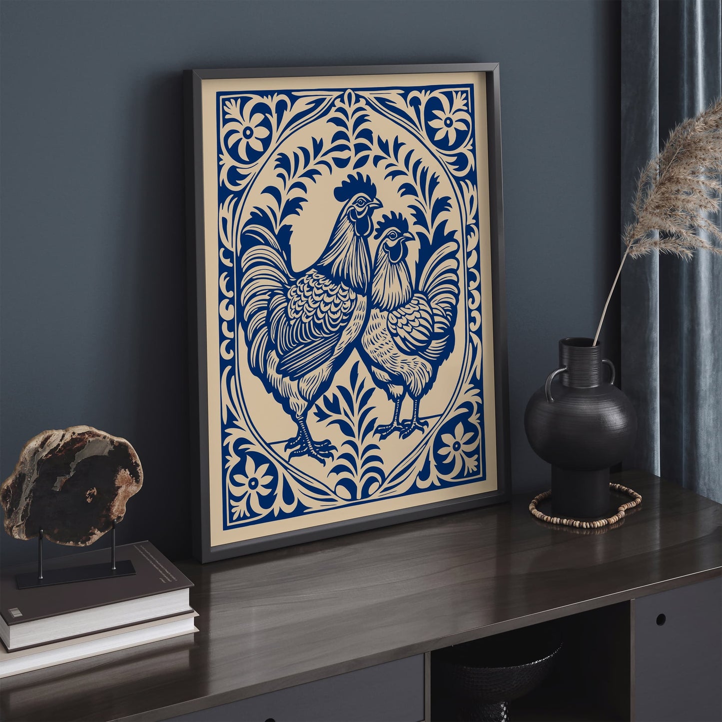 Farmhouse Chicken Poster – Rustic Kitchen Wall Art Print