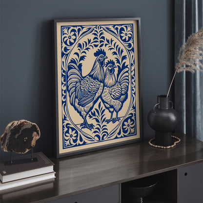 Farmhouse Chicken Poster – Rustic Kitchen Wall Art Print