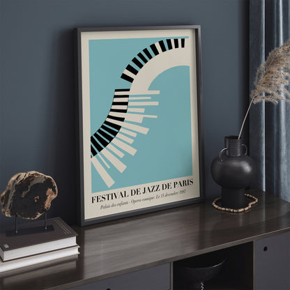 Festival De Jazz De Paris Blue Piano Poster