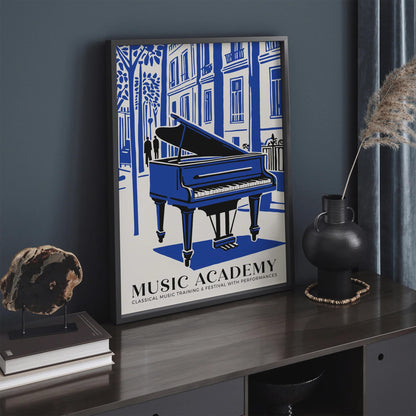 Music Academy Wall Print – Blue Piano Art