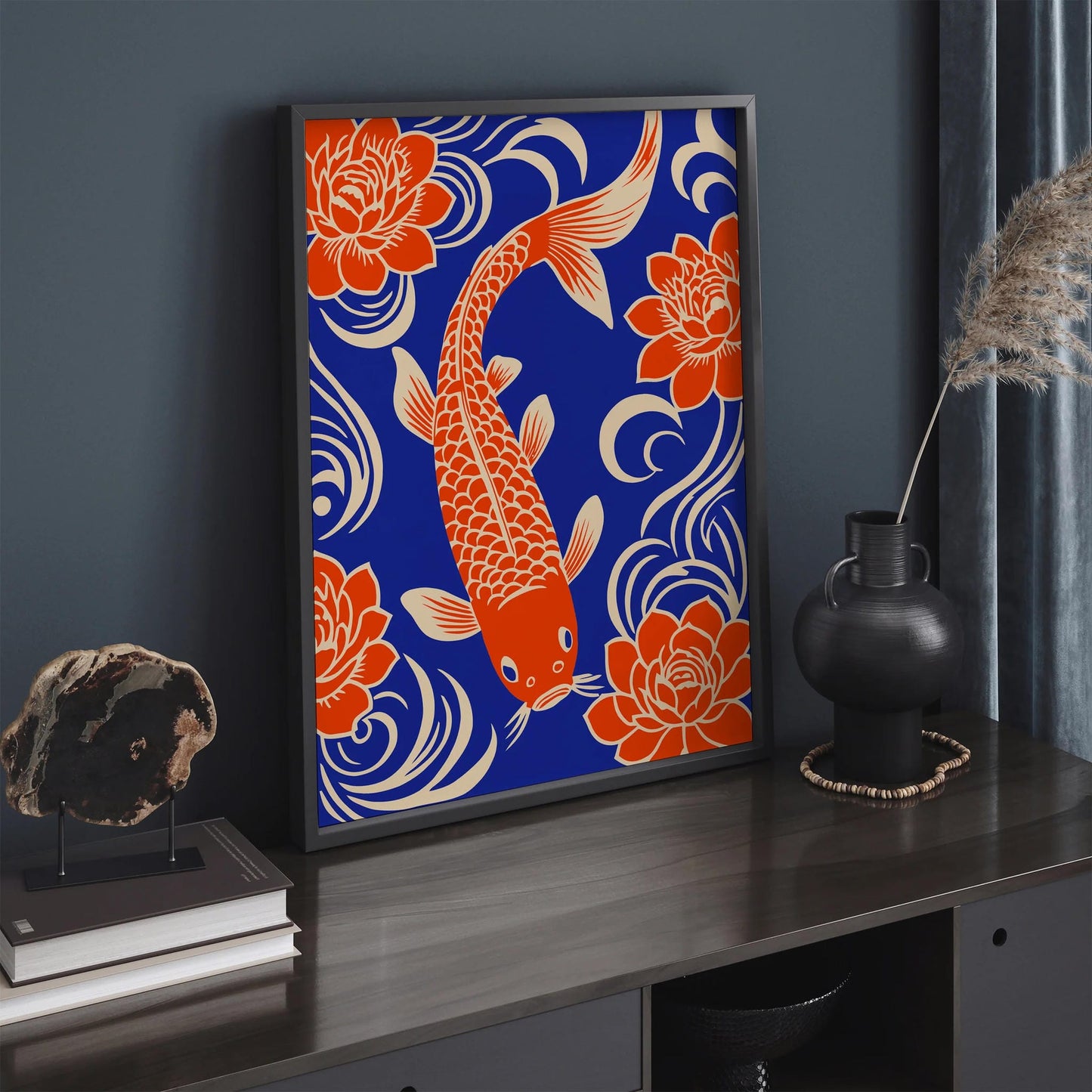 Blue Orange Fish Wall Art – Pond Nature Print