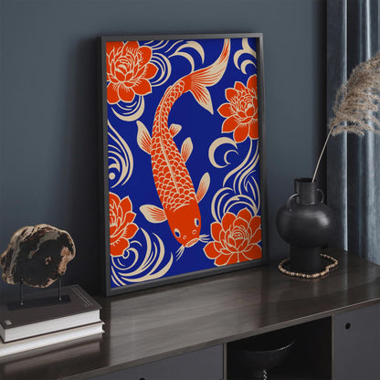 Blue Orange Fish Wall Art – Pond Nature Print