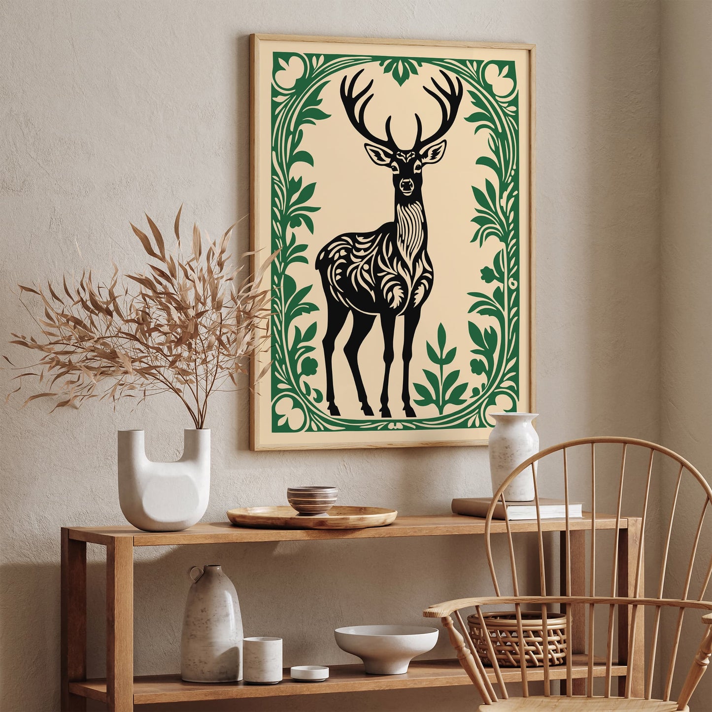 Rococo Deer Animal Art Print for Home Decor