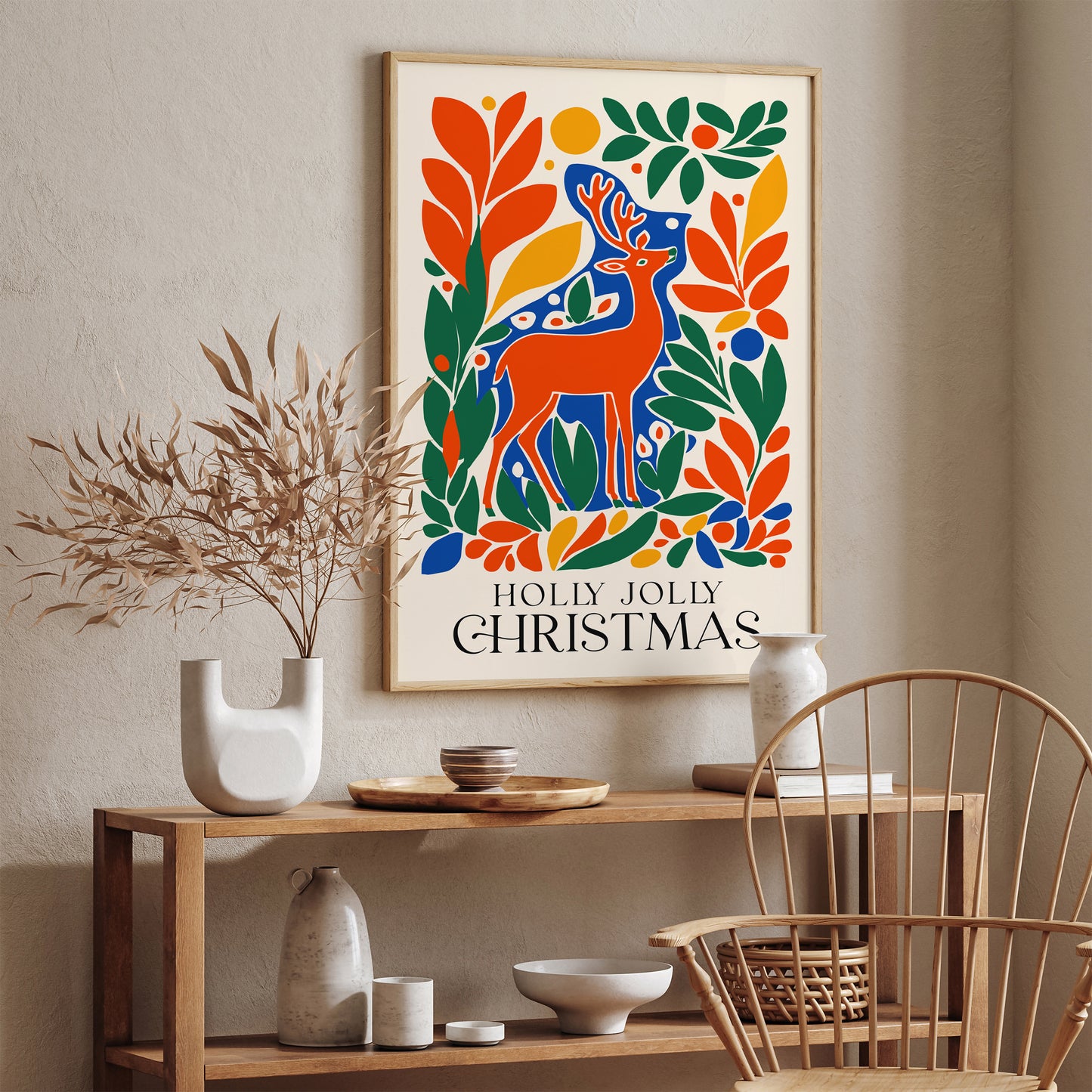 Colorful Holly Jolly Christmas Poster