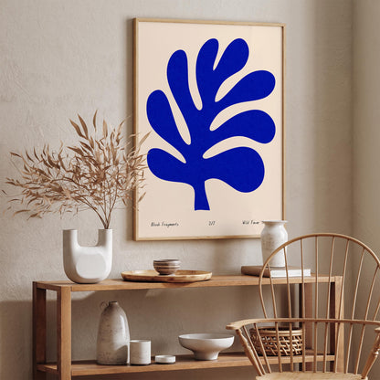 Blue Blush Fragments Poster - Cut Outs Leaf in Matisse Style