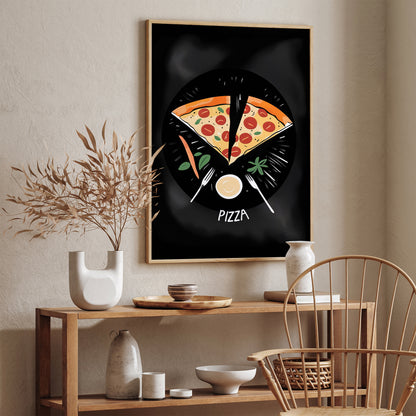 Pizza Kitchen Black Wall Art