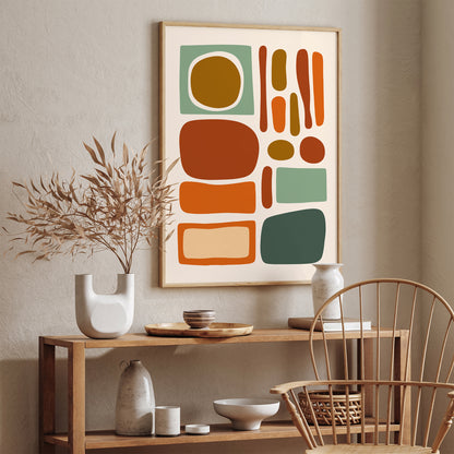 Burnt Orange Green Abstract Poster