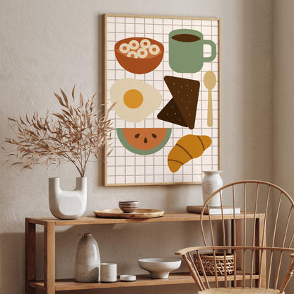 Retro Scandinavian Breakfast Art Print for Kitchen Wall Decor