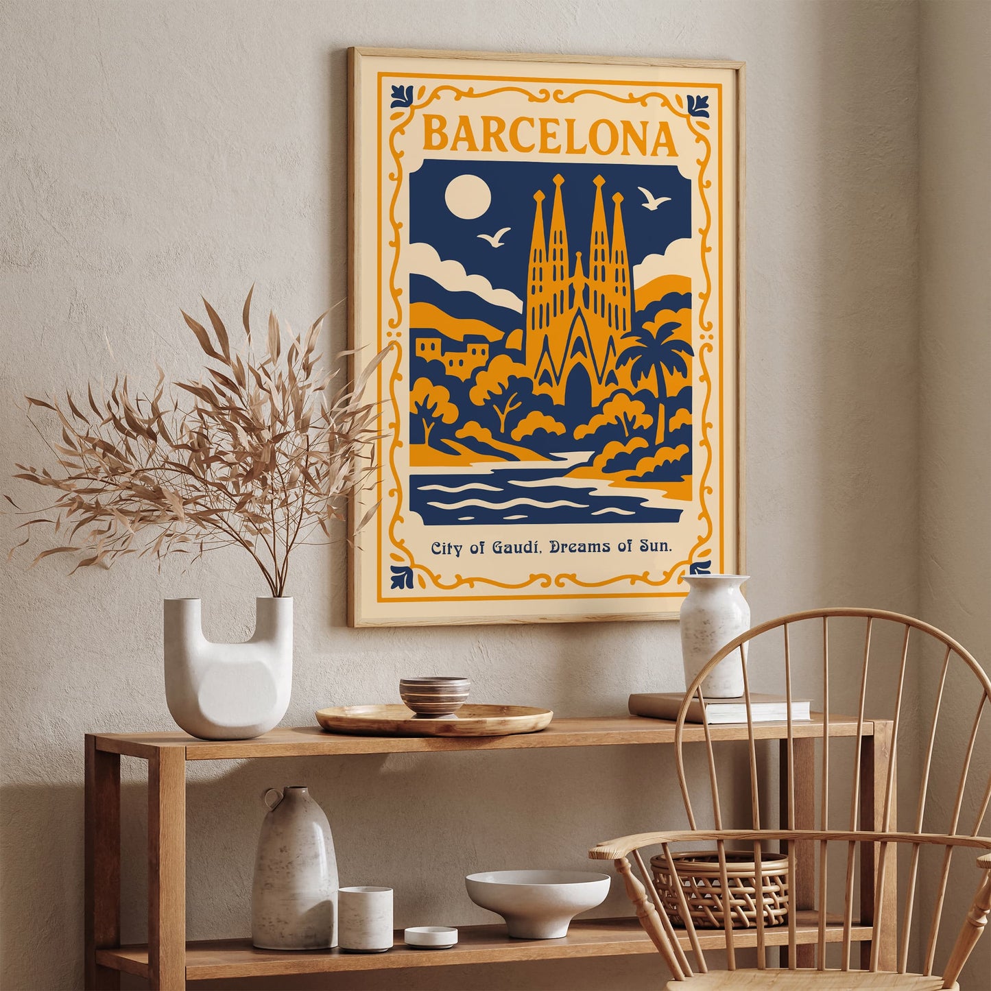 Barcelona City of Gaudi Travel Poster