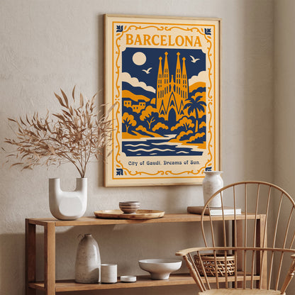 Barcelona City of Gaudi Travel Poster