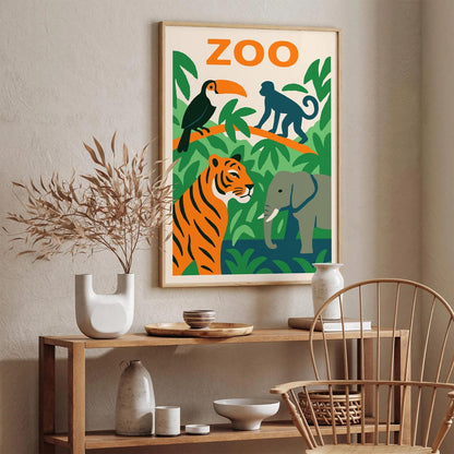 Tropical Zoo Poster – Cute Kids Room Wall Art