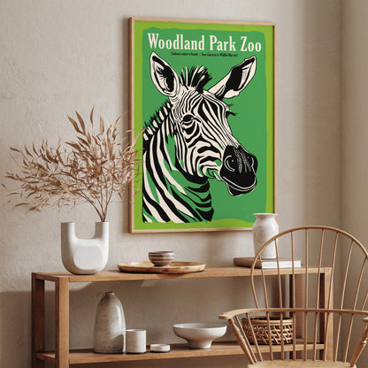 Woodland Park Zoo Retro Zebra Poster