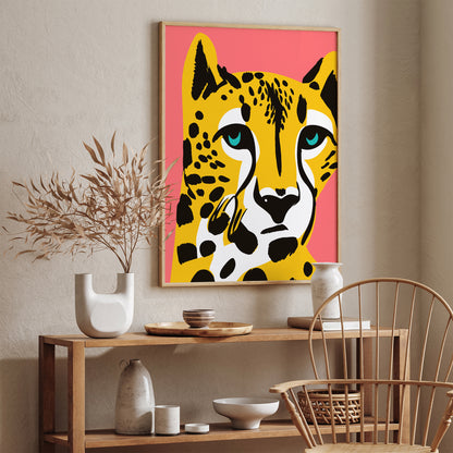 Moody Cheetah in Yellow Art Print