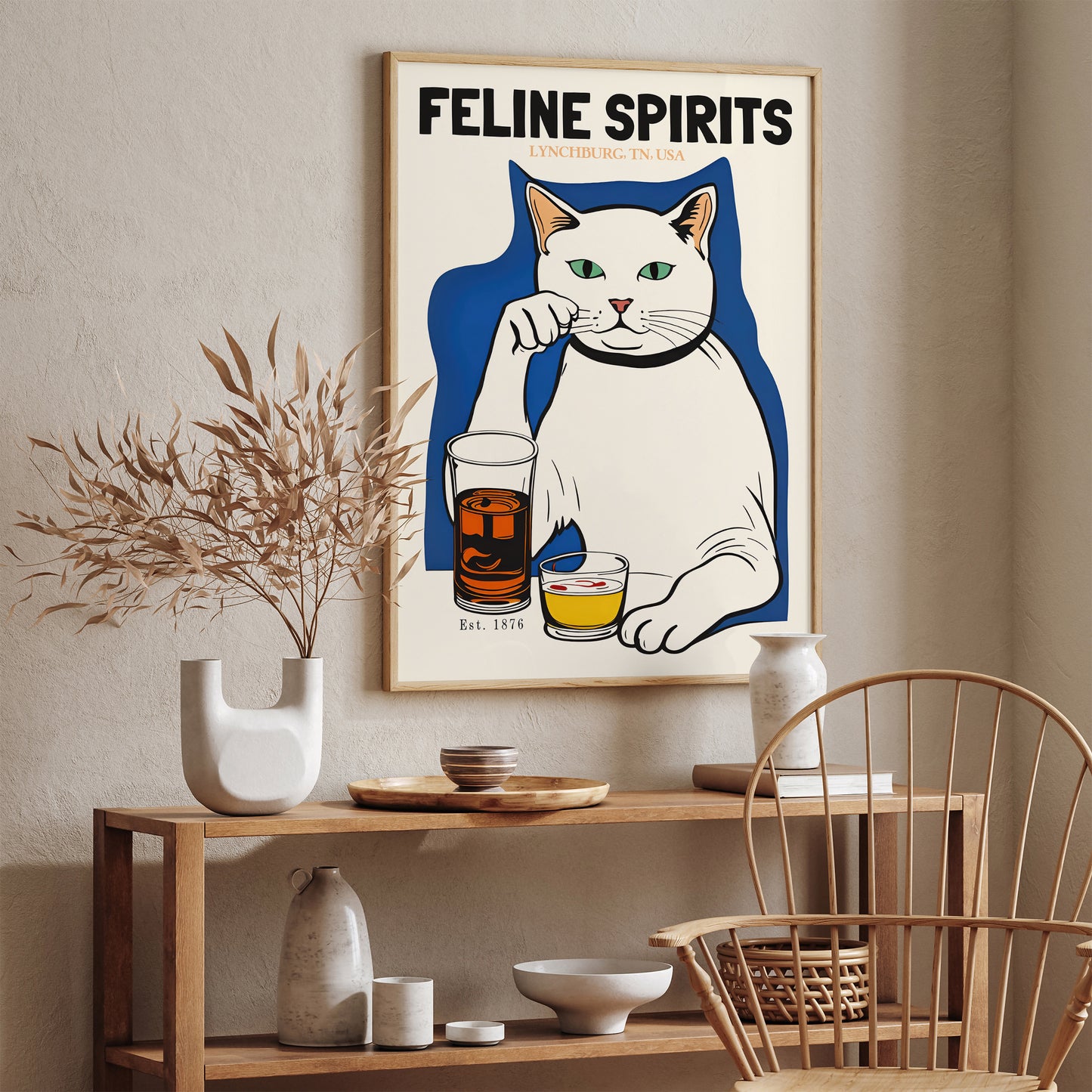 Feline Spirits 1876 USA Whisky Poster