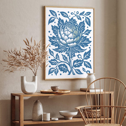Blue and White Artichoke Modern Print