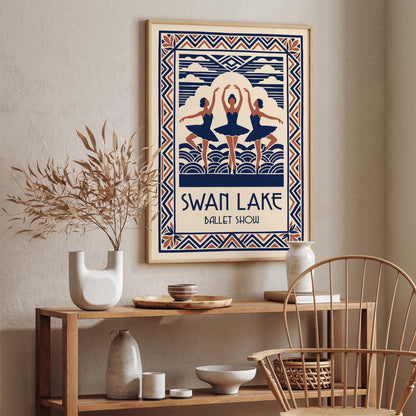 Swan Lake Ballet Art Deco Poster