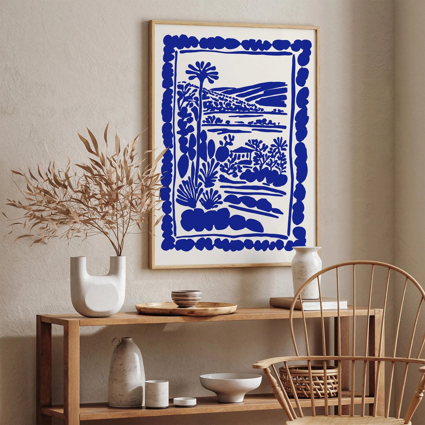 Blue Ink Wall Art – Travel Scenic Poster