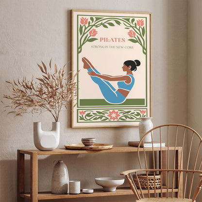Pilates Poster – “Strong Is the New Core” Fitness Wall Art