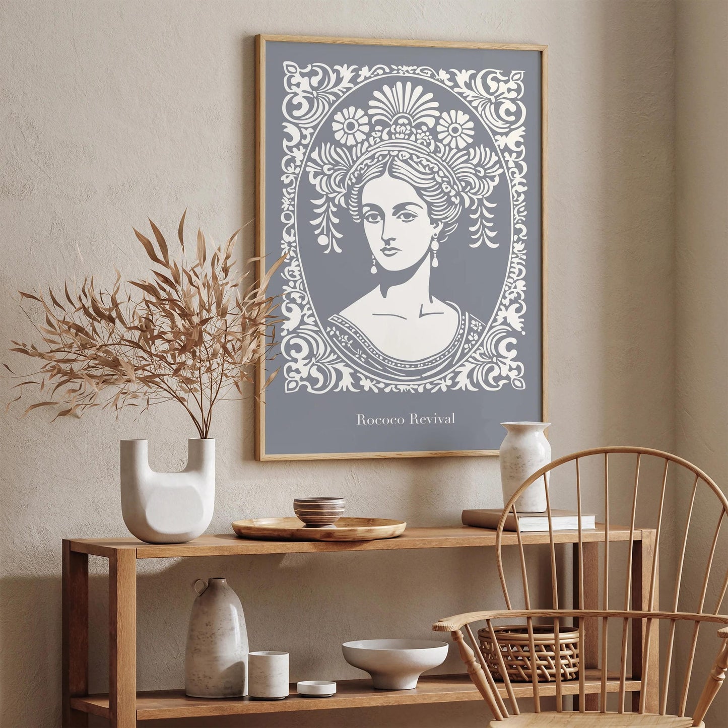 Rococo Revival Gray Woman Portrait Poster