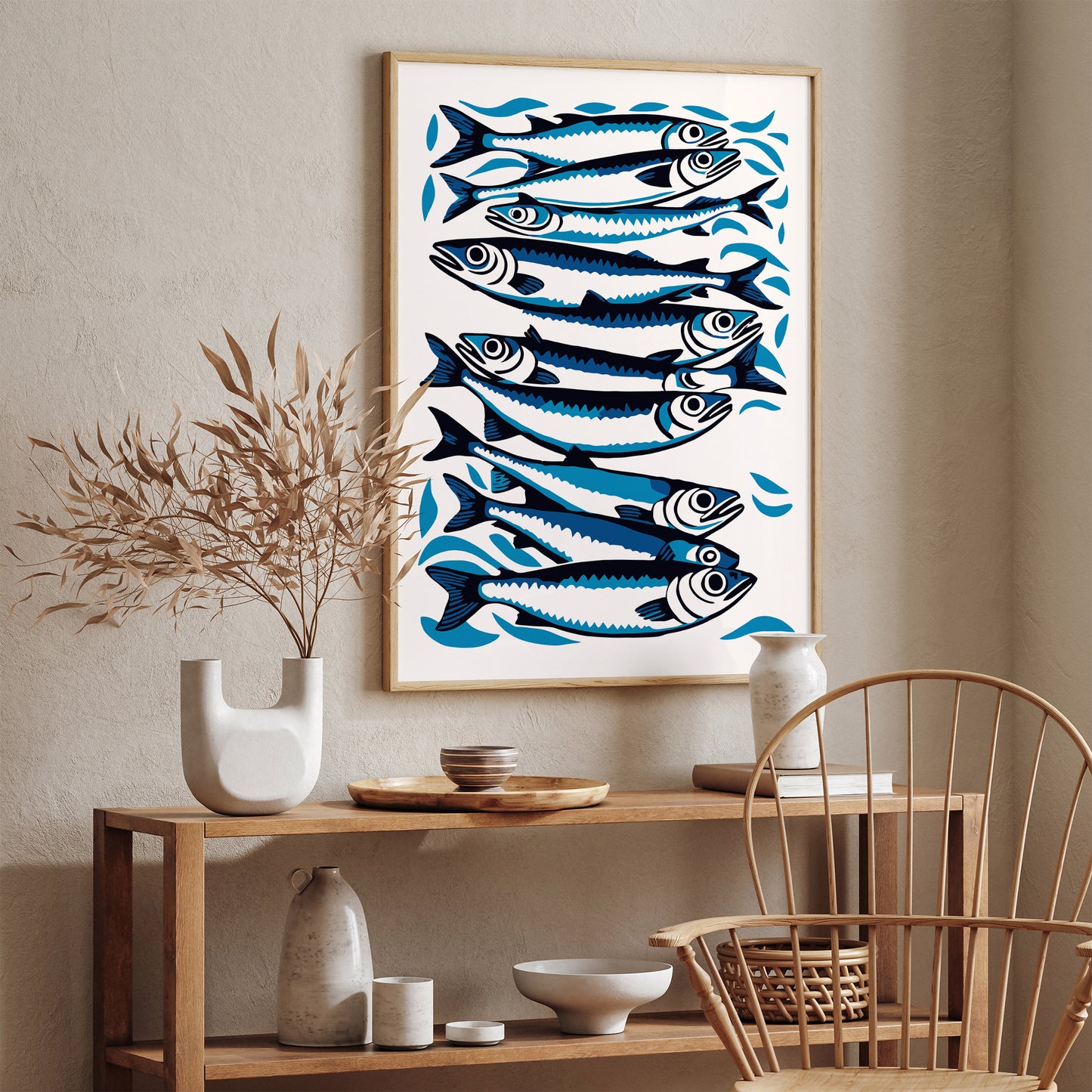 Sardines Fish Blue Poster