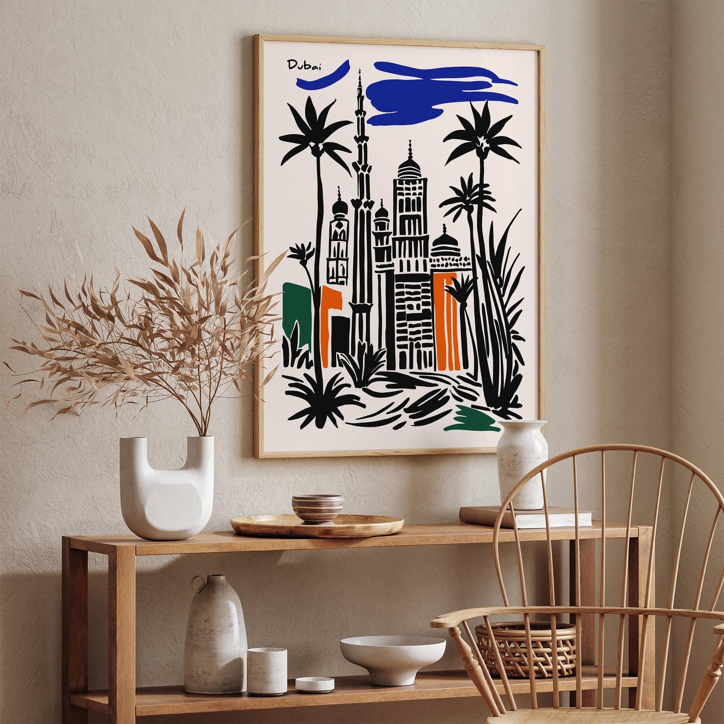 Dubai Modern Travel Black Ink Style Poster