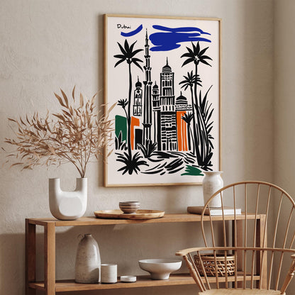 Dubai Modern Travel Black Ink Style Poster