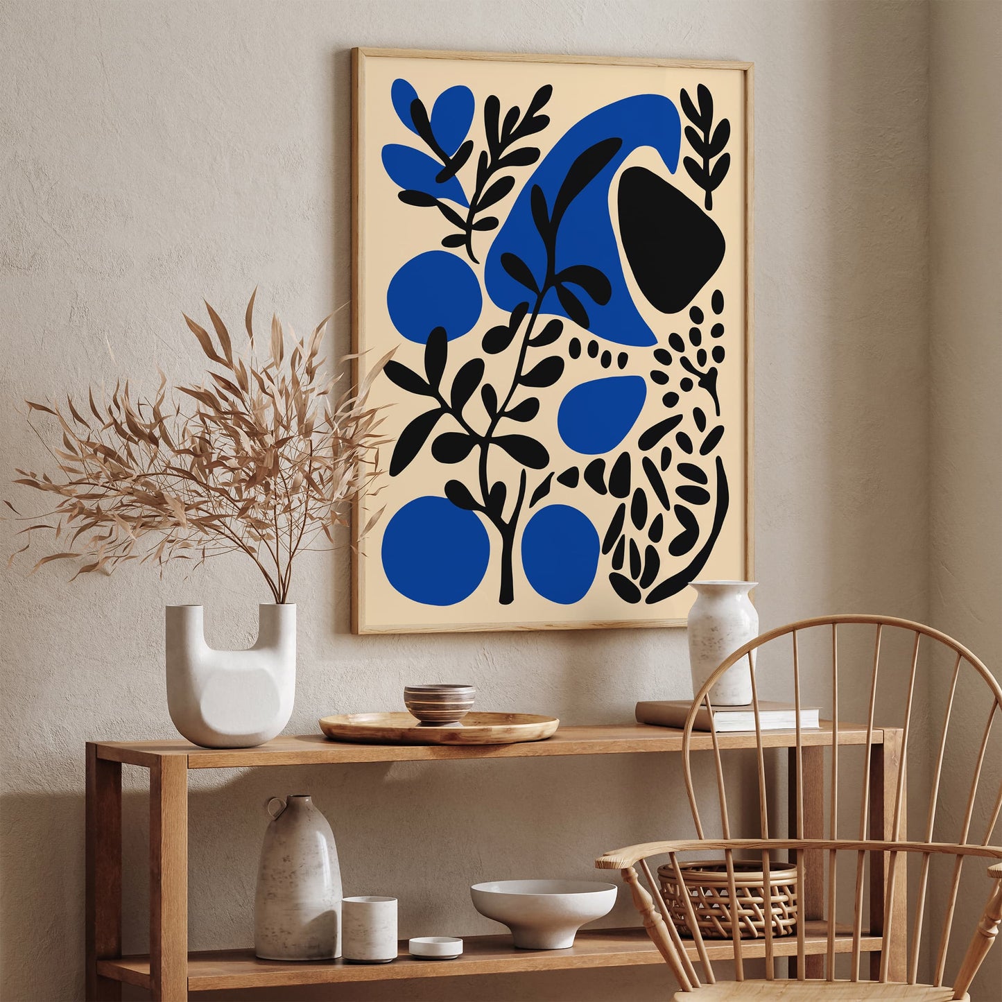 Modern Botanical Abstract Blue Poster