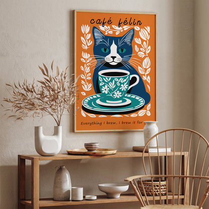 Cafe Felin Orange Kitchen Poster