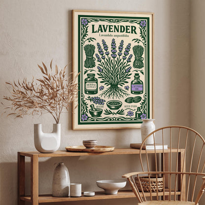 Lavender Herbal Vintage Art Poster