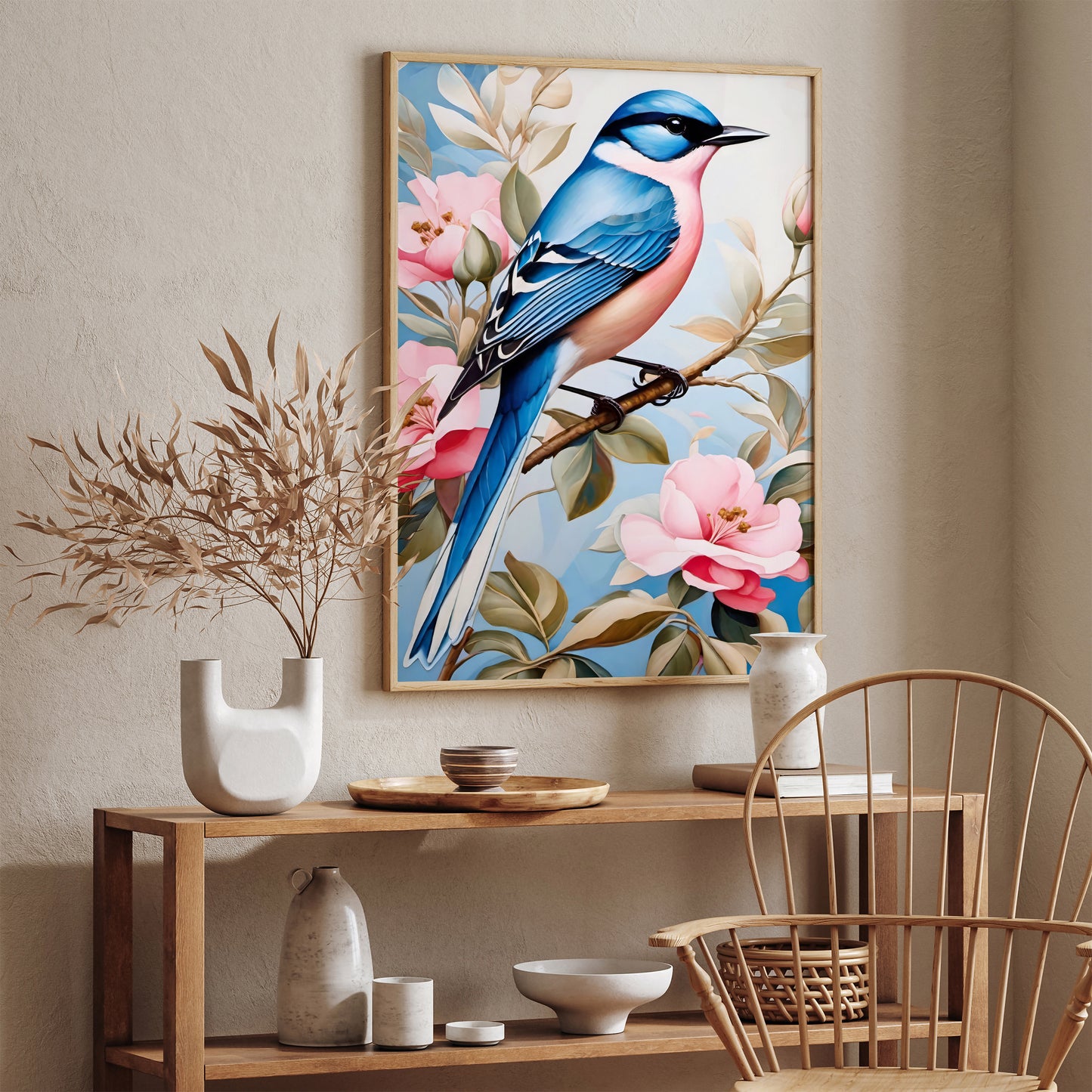 Blue Bird Floral Elegant Poster