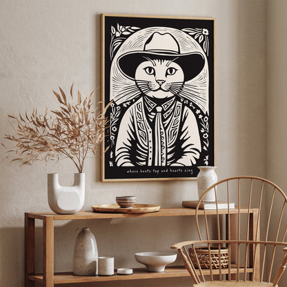 Cat Cowboy Cute Art Print