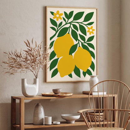 Yellow Lemons Poster Italian Kitchen Wall Decor