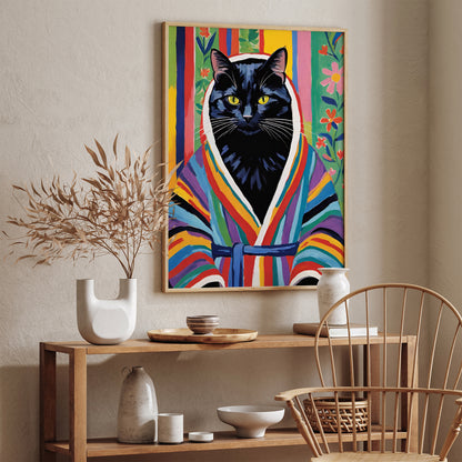 Cat in Bathrobe Cute Bathroom Poster