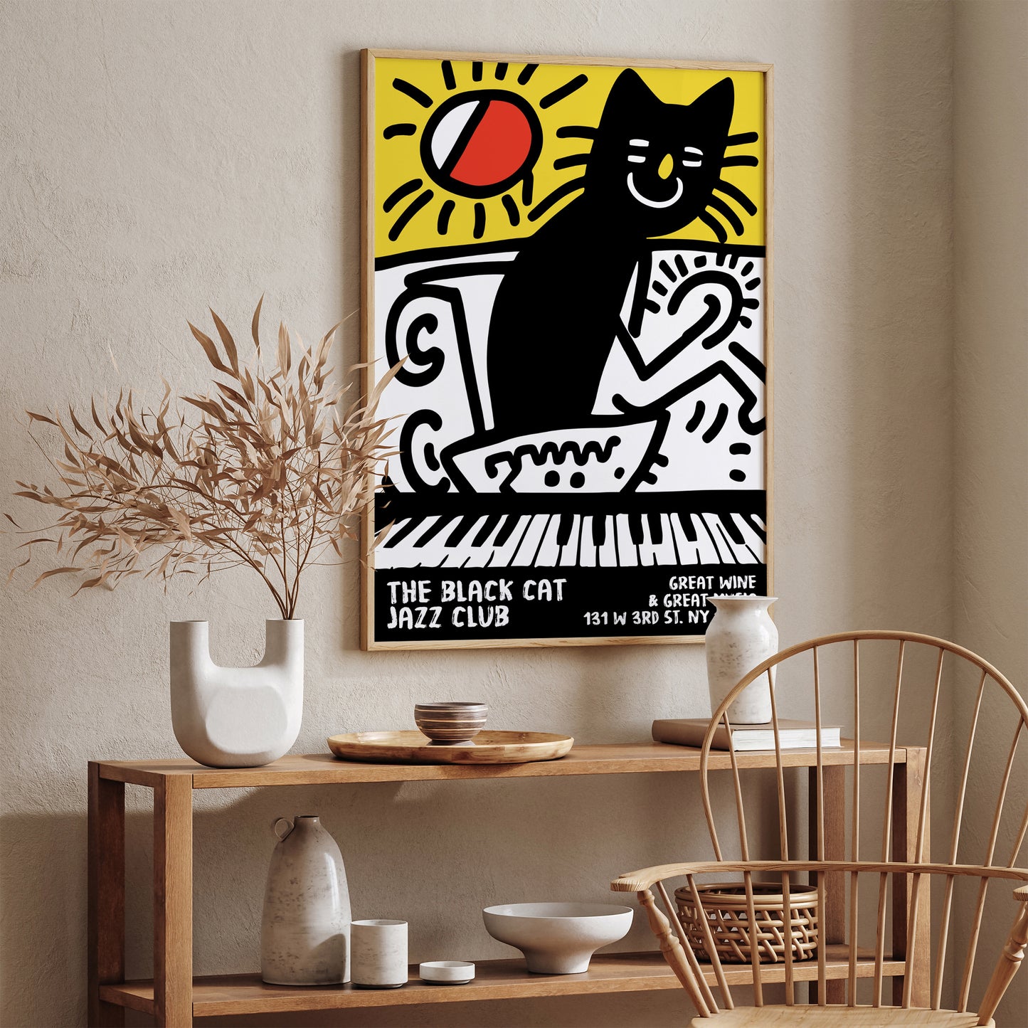 The Black Cat Jazz Club Retro Poster