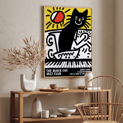 The Black Cat Jazz Club Retro Poster