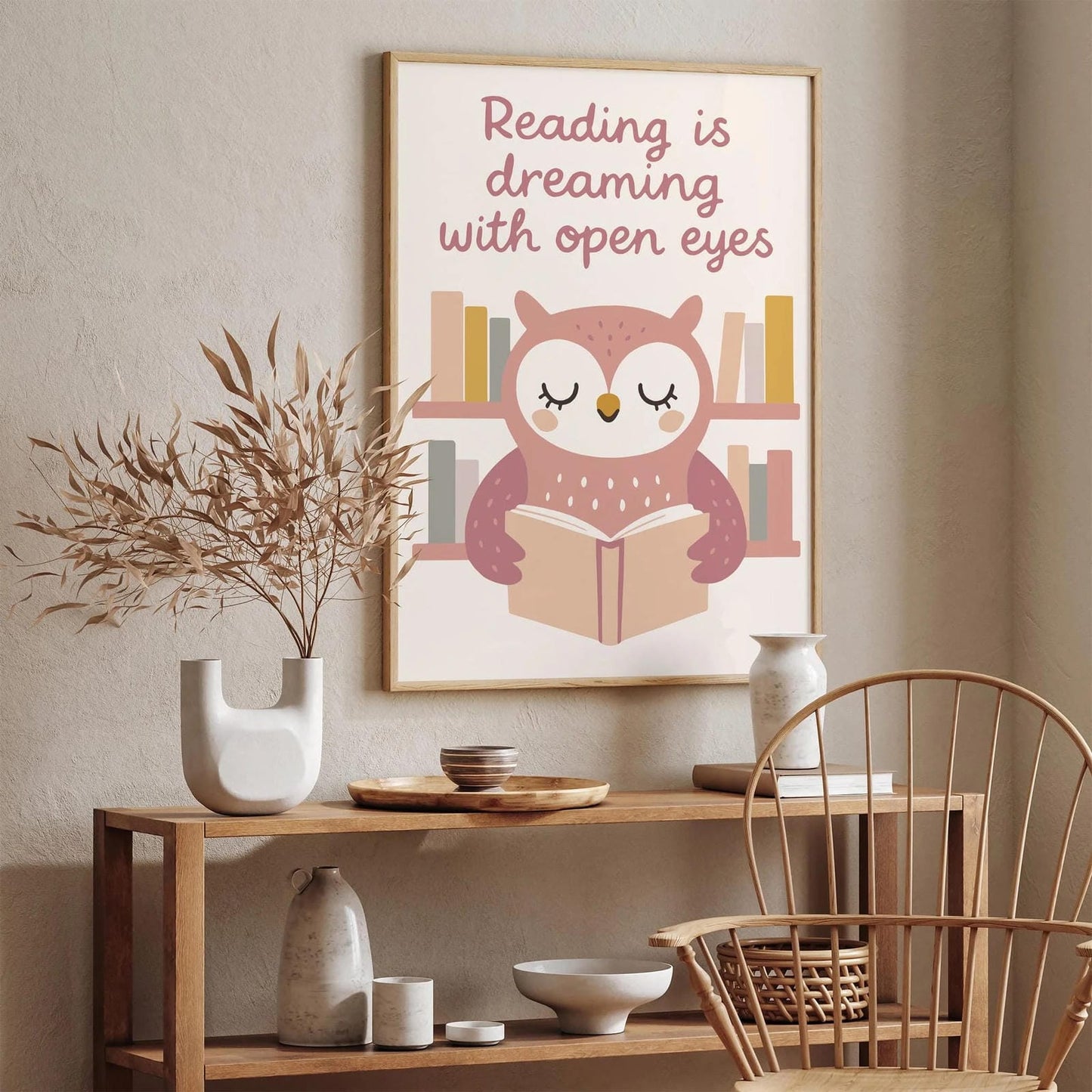 Reading is Dreaming Poster - Reading Owl Print