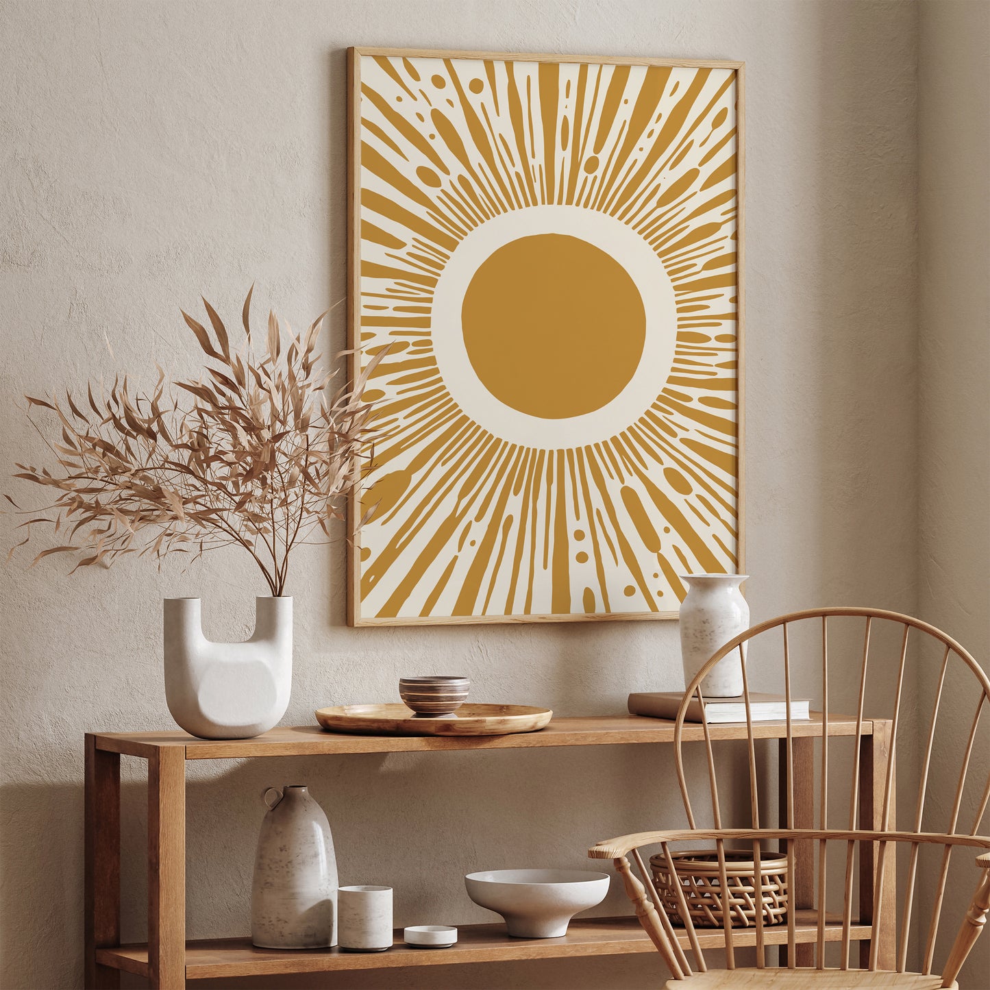 Mustard Yellow Boho Chic Sun Art Print