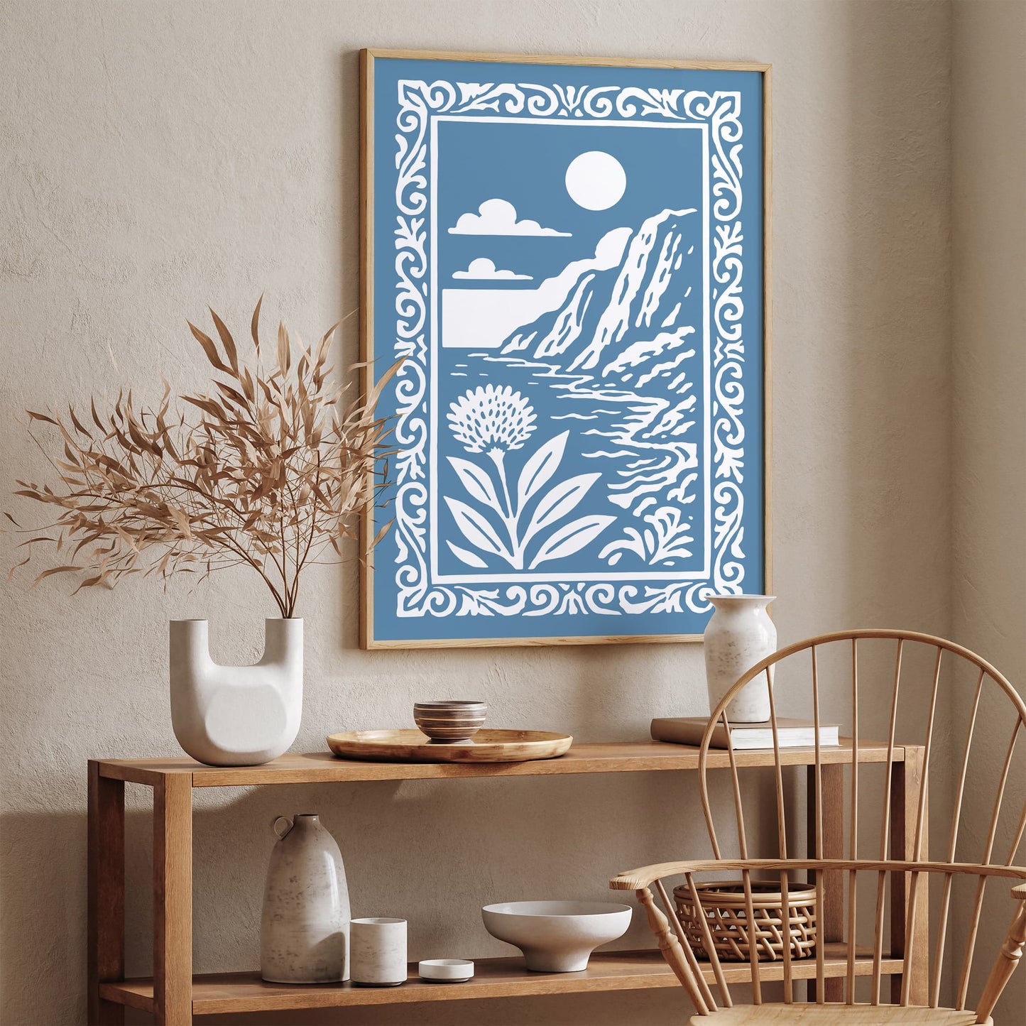 Blue Tropical Landscape Poster