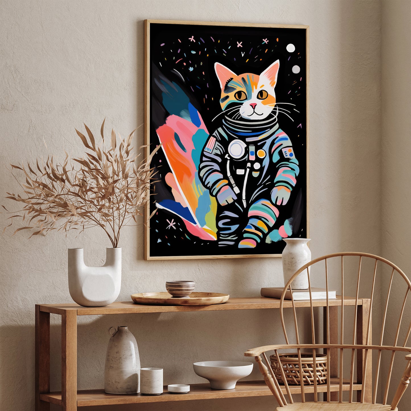 Colorful Cat Explorer Kids Room Poster