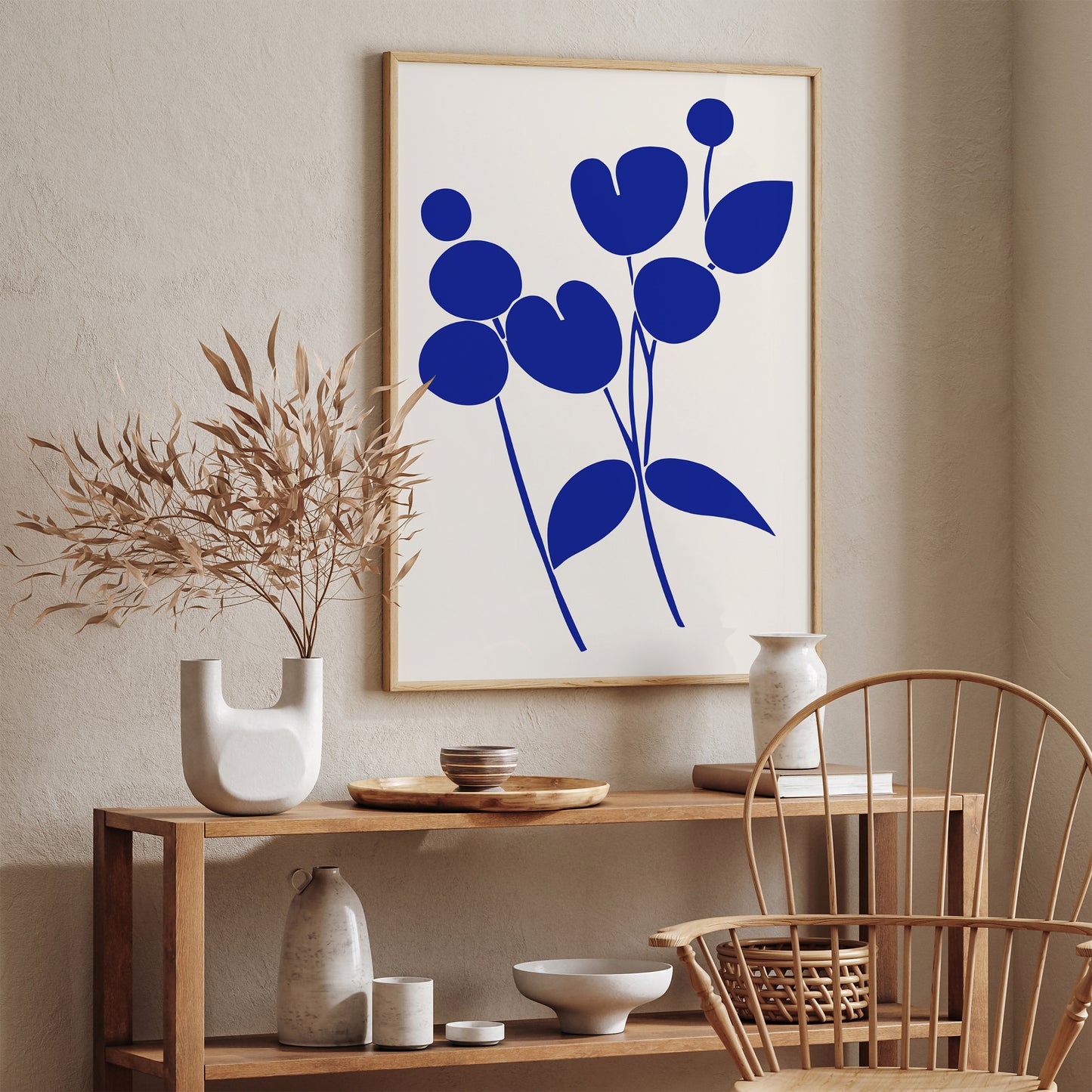 Indigo Blue Minimalist Nature Shapes Poster