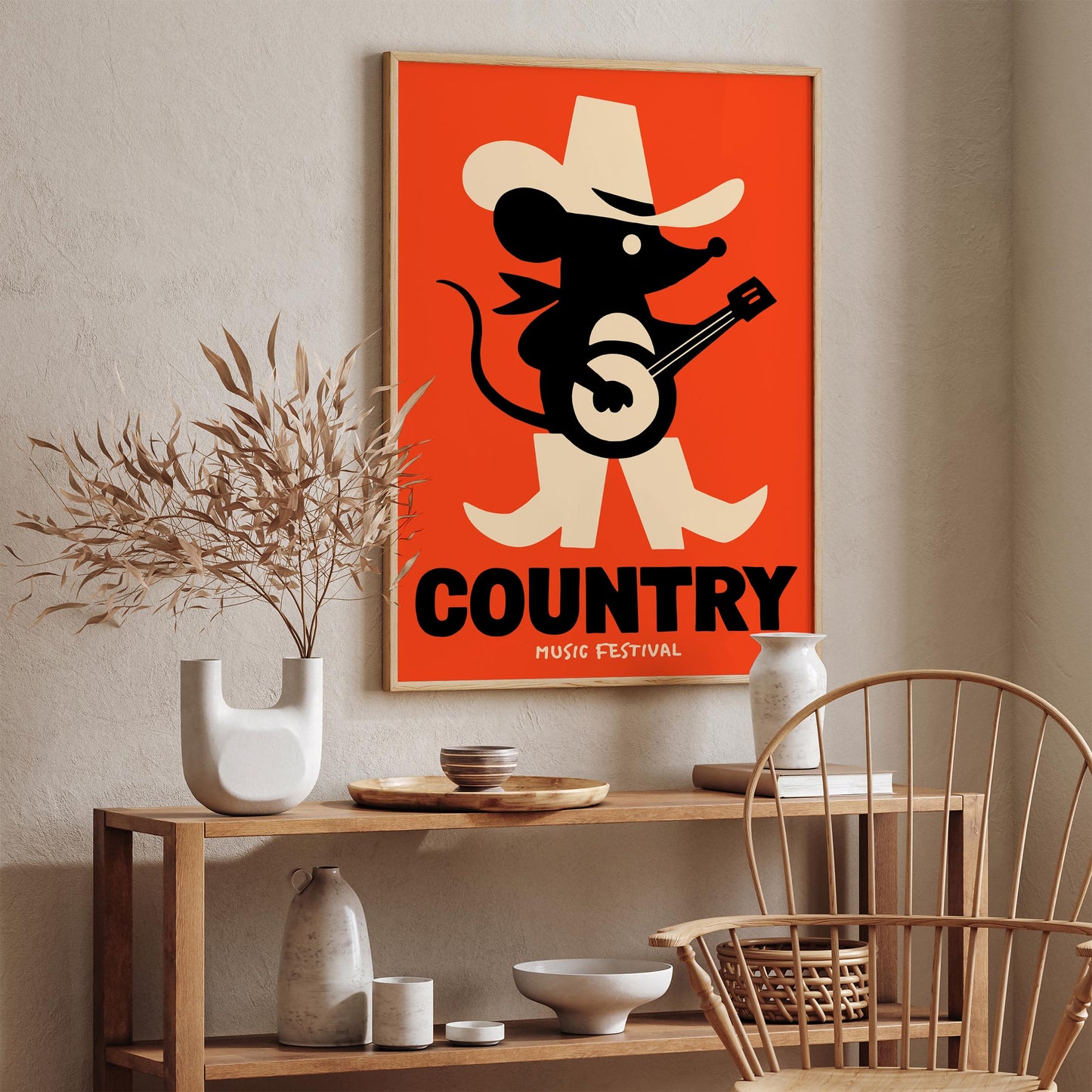 Little Mouse Country Musician Poster - Retro Mancave Wall Decor