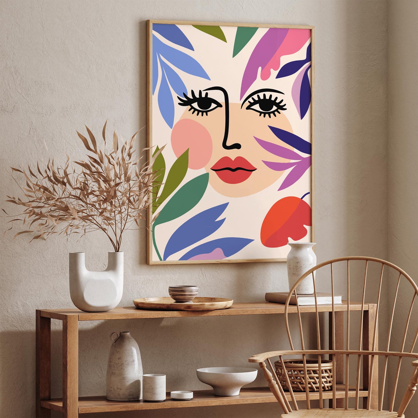 Abstract Floral Face Print