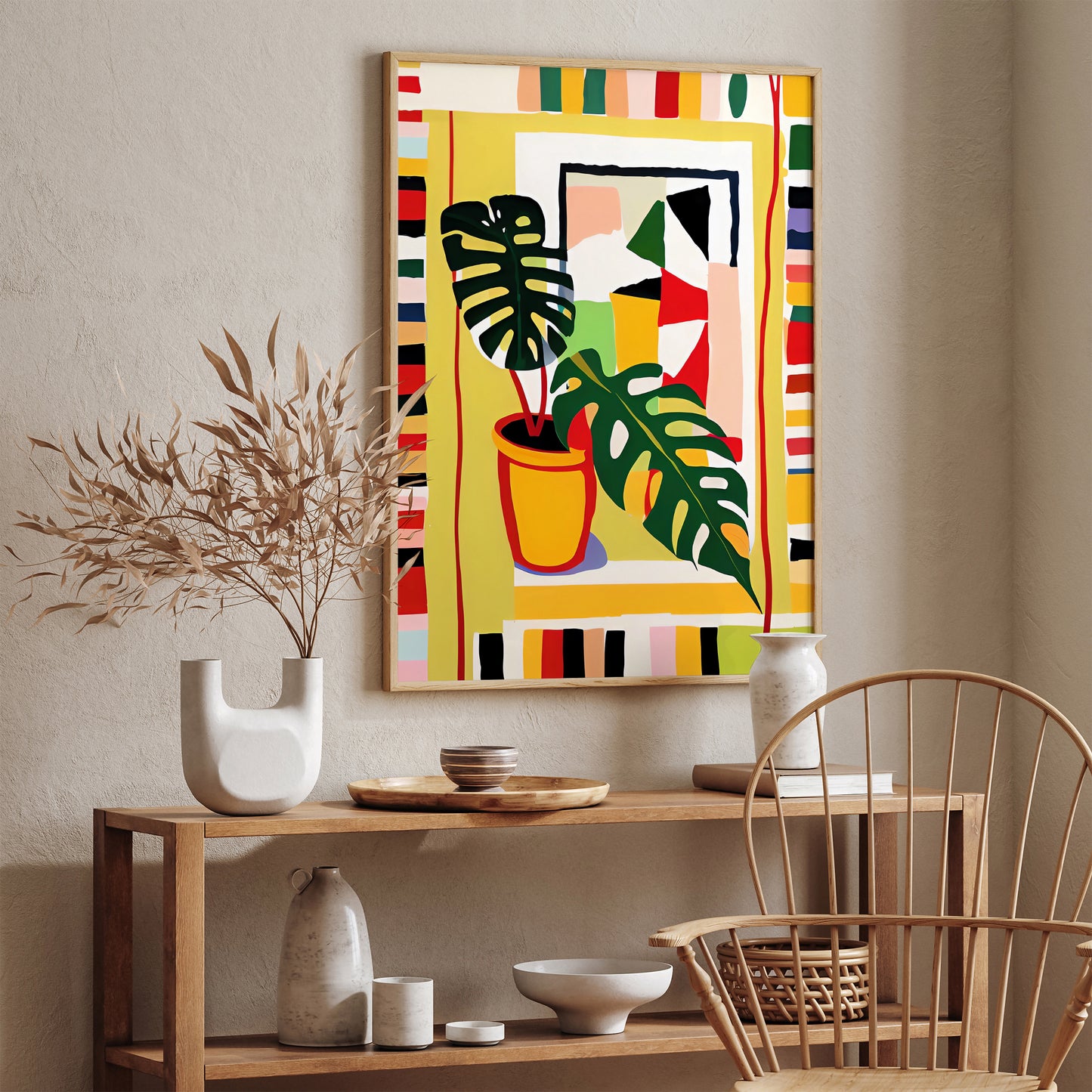 Mid-Century Modern Monstera Wall Art