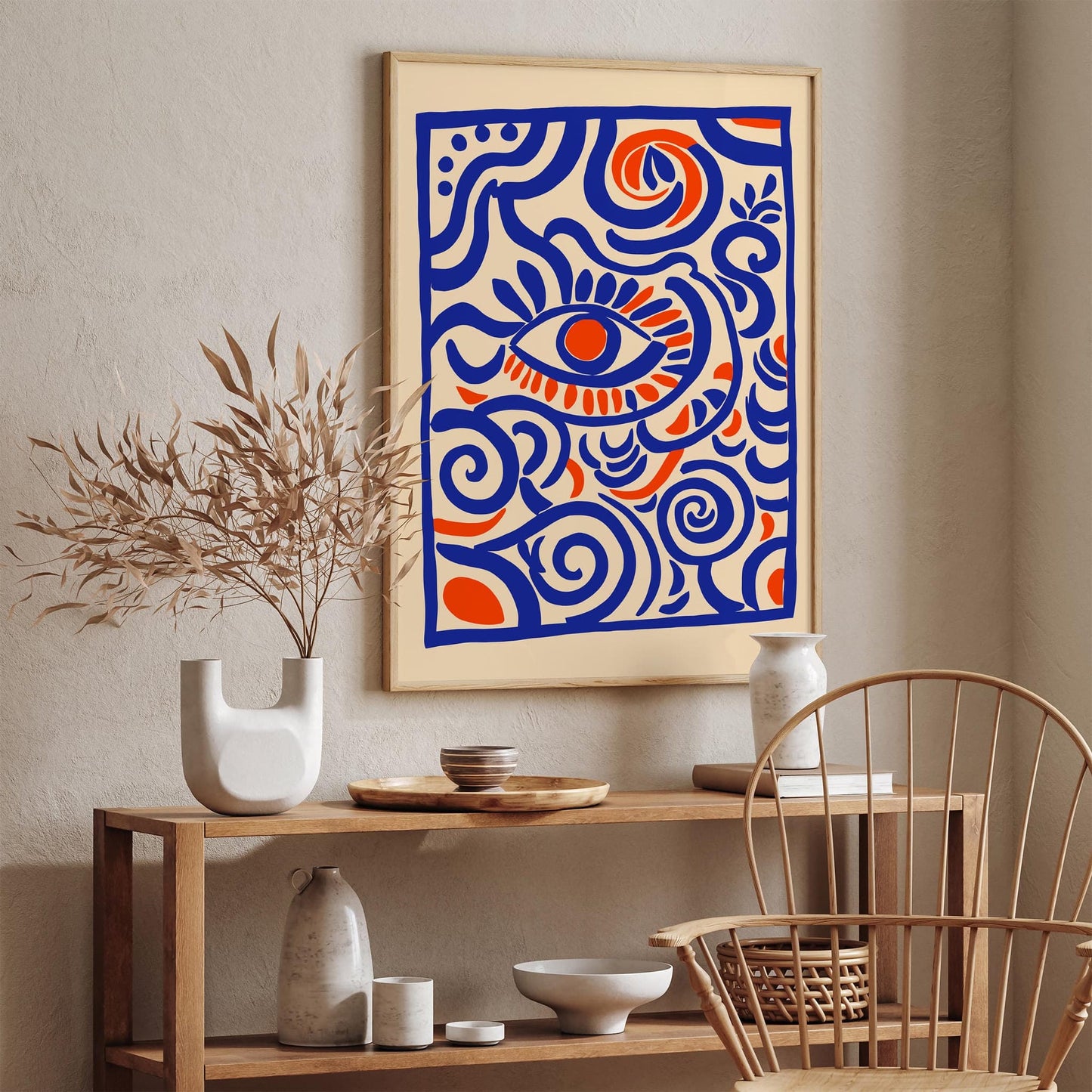 Abstract Blue Eye Print Bohemian Home Decor