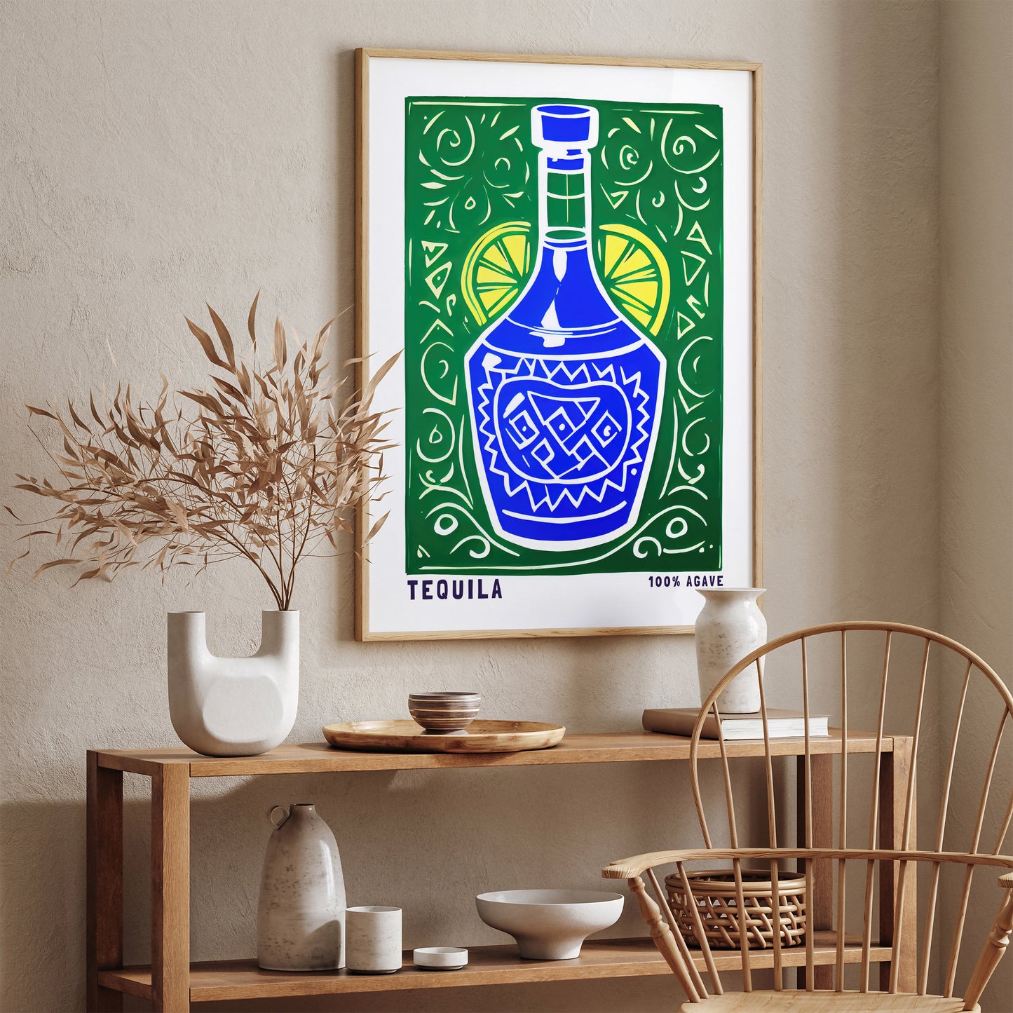 100% Agave Retro Tequila Poster