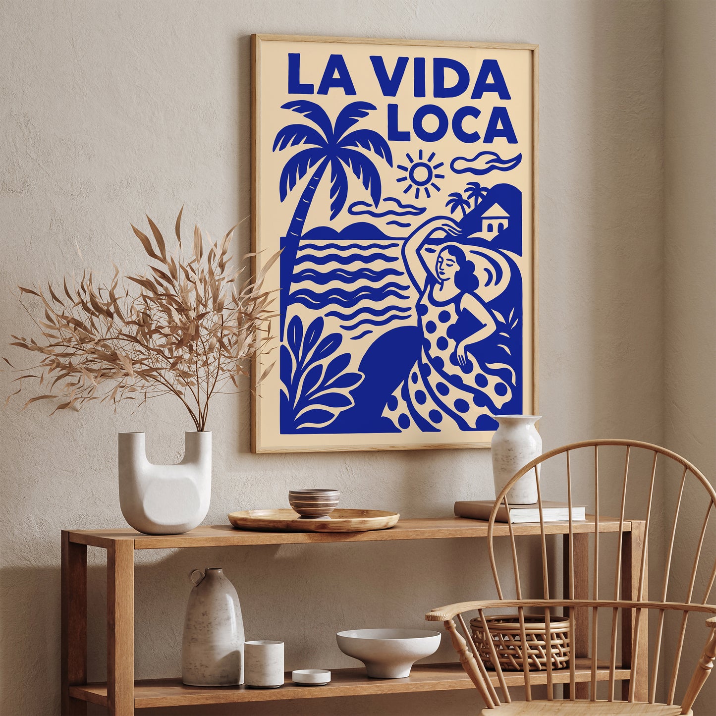 La Vida Loca Poster – Blue Tropical Wall Art