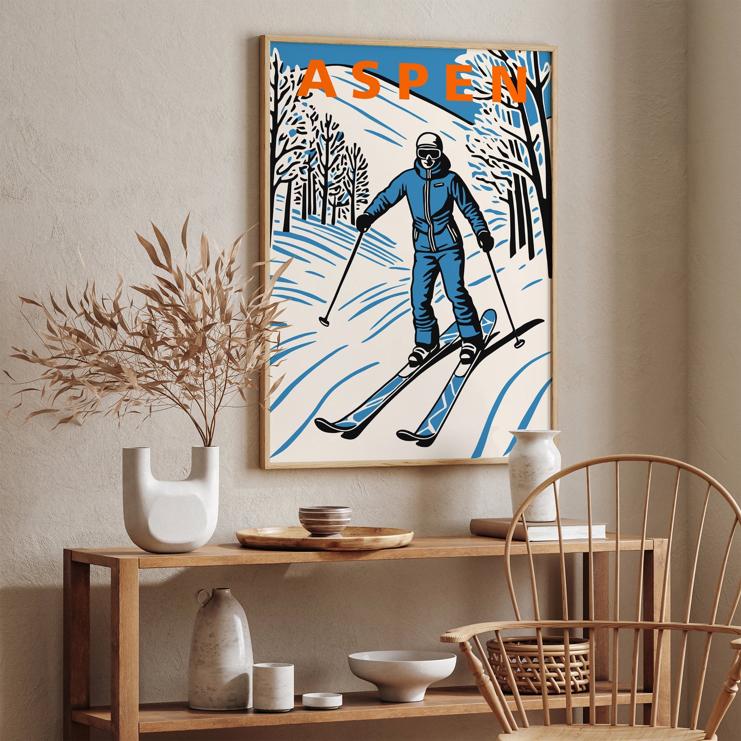 Aspen Skiing Travel Poster