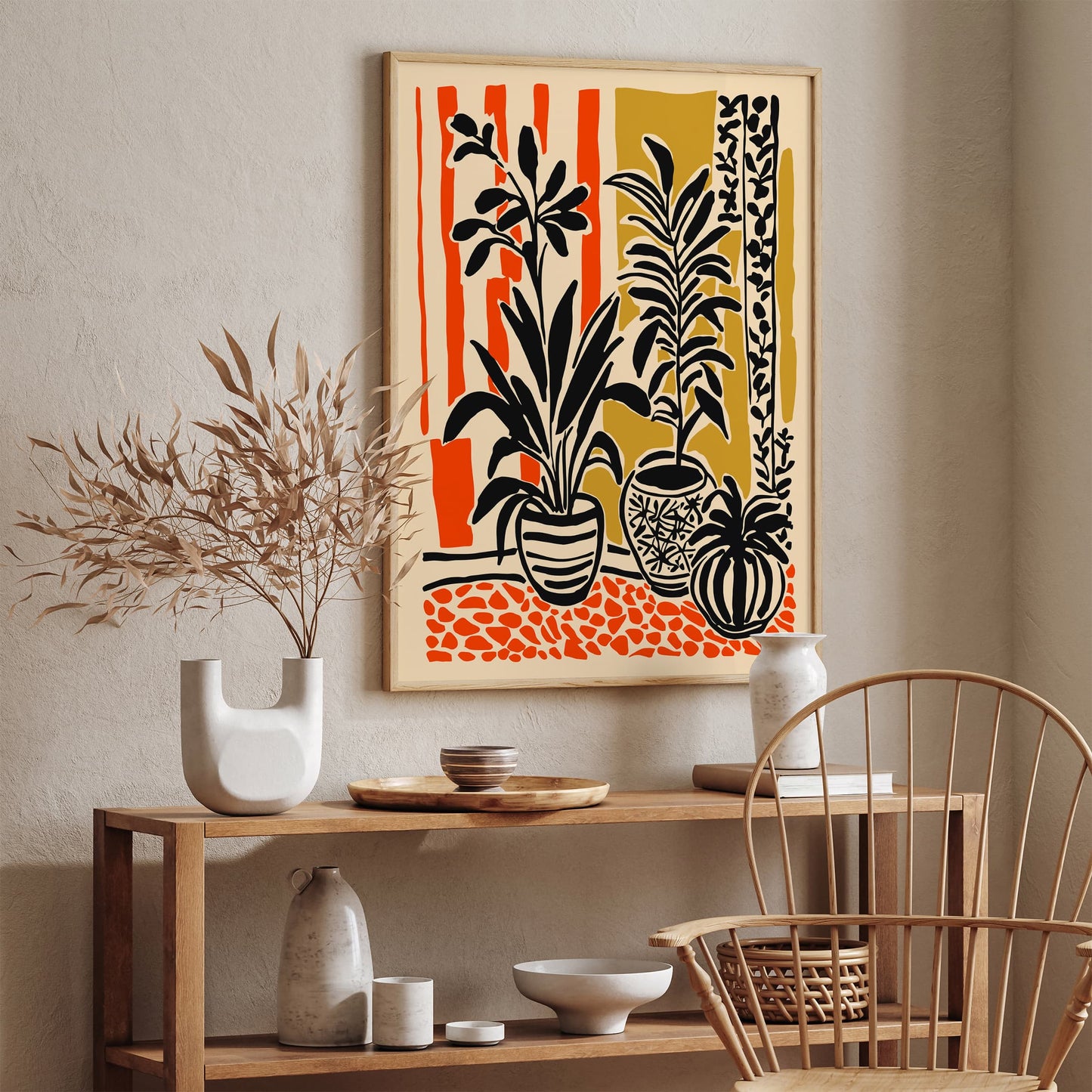 Still Life Plant Poster - Retro Black Ink Botanical Wall Art