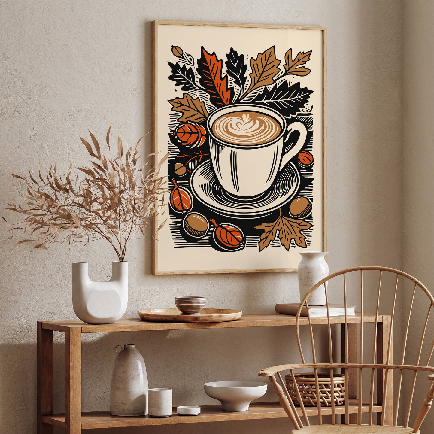 Fall Cup of Coffee Kitchen Art Print