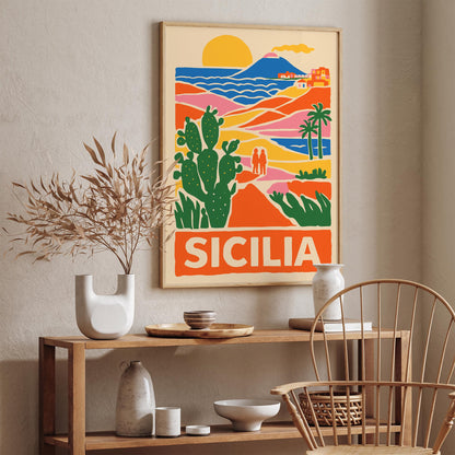 Sicilia Colorful Travel Poster